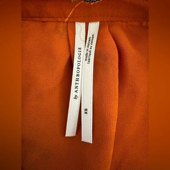 Women’s Anthropologie Boho Floral Motif Chiffon Festival Puff Sleeve Blouse - Picture 6 of 8